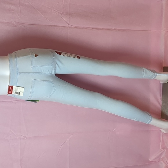 Guess Nova Ultra High Rise Skinny Jeans in Bleached Out Light Blue Wash Size 24 - Picture 3 of 8